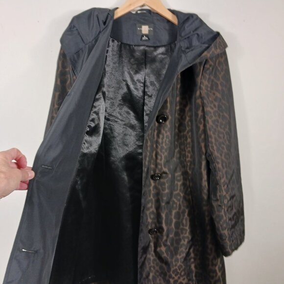Gallery, Hooded Brown Animal Print Rain Coat Size Large, All Weather Coat/Jacket - Picture 9 of 16
